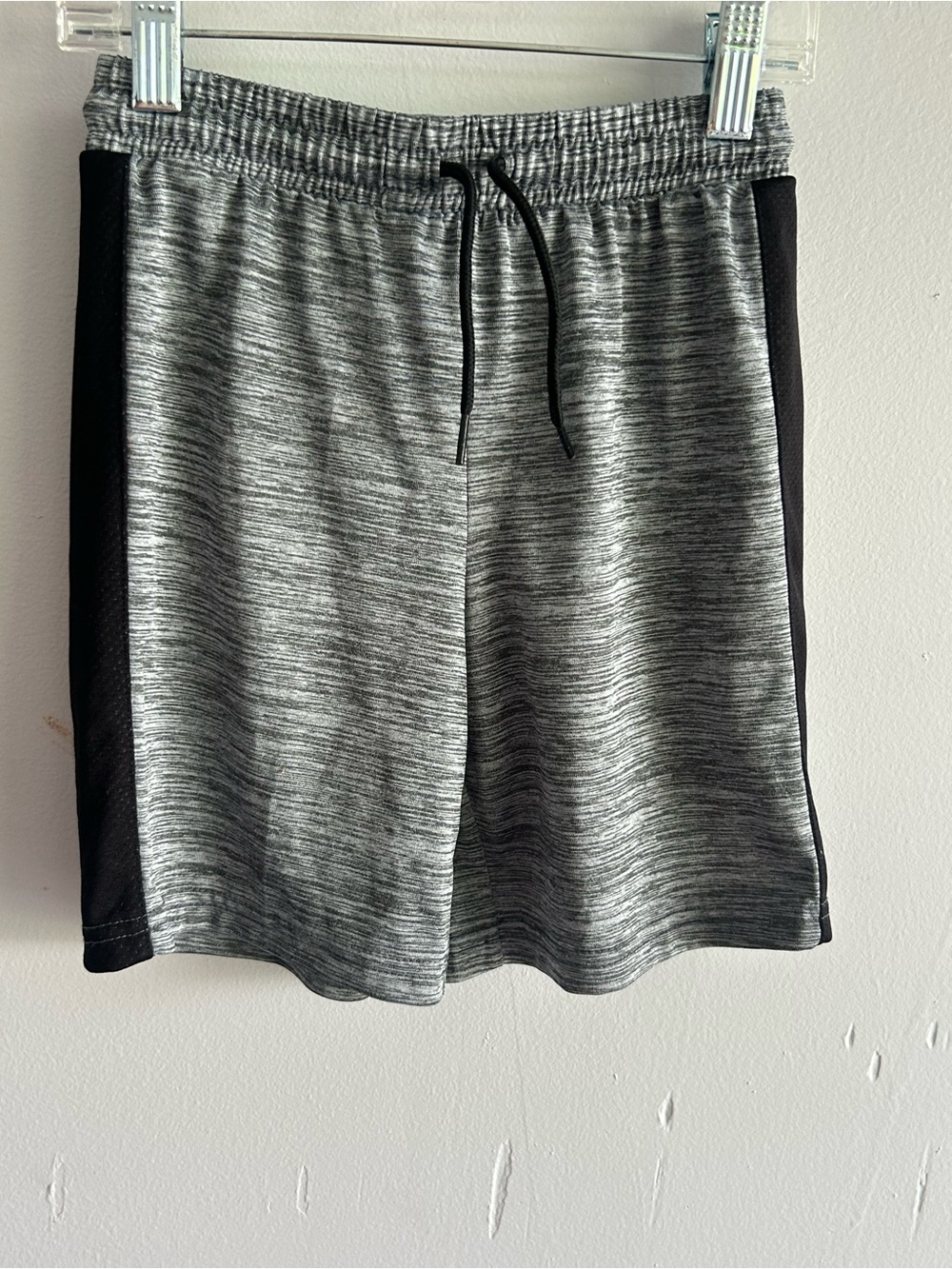 Boys Kinetic Gray Athletic Shorts with Black Side Panels